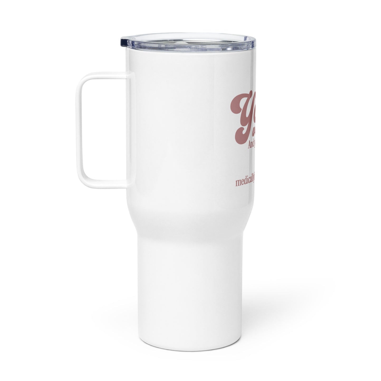 Travel mug with a handle